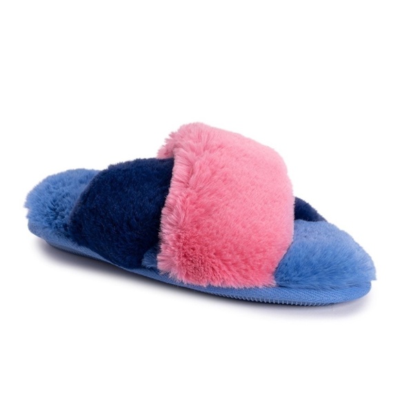 MUK Luks Slippers Raspberry Morning Glory Ultra Soft Cosy Faux Fur Memory Foam - Picture 3 of 7
